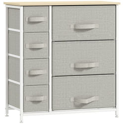 Commode - HOMCOM - 7 tiroirs en tissu - moderne - cadre en acier - 635 x 30 x 71 cm - gris