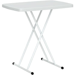 Outsunny - Table d'appoint pliable de jardin hauteur réglable 6 niveaux hdpe métal blanc