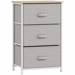 Commode - HOMCOM - 3 tiroirs en tissu - cadre en acier et MDF - 45 x 30 x 71 cm - gris foncé