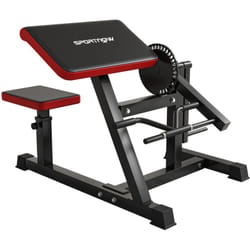 Sportnow - Banc à biceps preacher curl assise réglable 5 niveaux charge max. 120 Kg acier noir rouge
