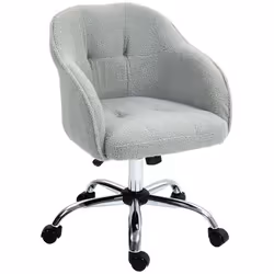 Chaise de bureau - HOMCOM - hauteur réglable assise et dossier rembourrés pivotant 360° - peluche Teddy - 56 x 61 x 86 cm - g ...
