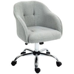 Chaise de bureau - HOMCOM - hauteur réglable assise et dossier rembourrés pivotant 360° - peluche Teddy - 56 x 61 x 86 cm - gris