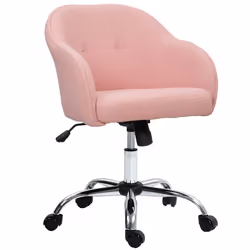 Chaise de bureau - HOMCOM - hauteur réglable assise et dossier rembourrés pivotant 360° - peluche Teddy - 56 x 61 x 86 cm - r ...