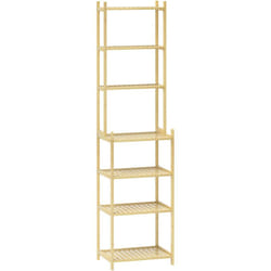 Homcom - tagère salle de bain bois bambou verni 7 niveaux étagères à lattes dim. 44 x 33 x 180 cm