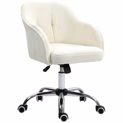 Chaise de bureau - HOMCOM - hauteur réglable assise et dossier rembourrés pivotant 360° - peluche Teddy - 56 x 61 x 86 cm - c ...