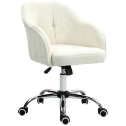 Chaise de bureau - HOMCOM - hauteur réglable assise et dossier rembourrés pivotant 360° - peluche Teddy - 56 x 61 x 86 cm - crème