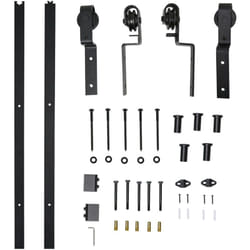Rail porte coulissante 2 m avec quincaillerie - kit de rail pour porte coulissante - acier au carbone noir