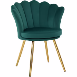 Sublimez votre intérieur avec cette superbe chaise aux lignes arrondies en coquillage doté de pieds inclinés, effilés en méta ...