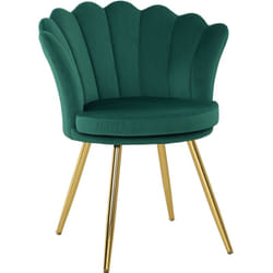 Homcom - Chaise coquillage chaise design pieds métal dorés effilés velours vert émeraude