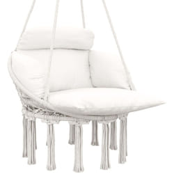 Outsunny - Chaise suspendue de jardin - grand coussin inclus - macramé coton polyester blanc cassé