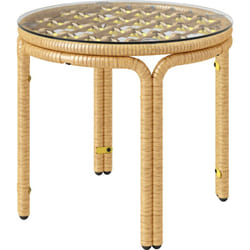 Outsunny - Table d'appoint ronde de jardin ø 50 x 44 cm résine tressée effet naturel