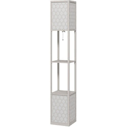 Homcom - Lampadaire étagère lampe étagère dim. 26L x 26l x 156H cm 2 étagères mdf motif nid d'abeille gris clair