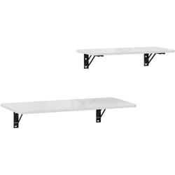 Homcom - Lot de 2 tablettes rabattables - étagères murales pliables - métal noir blanc laqué