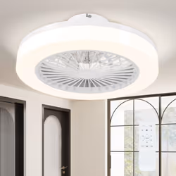 Homcom - Ventilateur plafond led réversible réglable dia.46 cm avec télécommande blanc