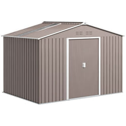 Abri de jardin - Outsunny - 54m² - kit de fondation porte coulissante 4 aérations - 277x195x192cm - gris clair