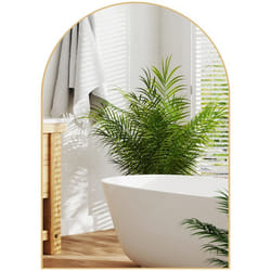 Miroir mural arqué - Miroir mural arqué - 50 x 70 cm - avec cadre en alliage daluminium - pour chambre salon entrée - or