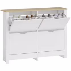 HOMCOM - meuble à chaussures - Bois - 105x26x80cm - Blanc Bois naturel