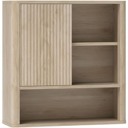 Homcom - Armoire murale de salle de bain style bohème chic - porte coulissante, étagère, niche - effet bois clair