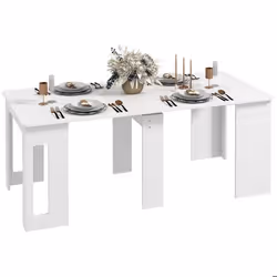 Table à manger pliante - HOMCOM - extensible - jusquà 6 personnes - panneau de particules - 180 x 85 x 75 cm - blanc
