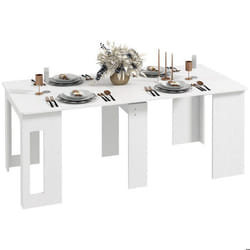 Table à manger pliante - HOMCOM - extensible - jusquà 6 personnes - panneau de particules - 180 x 85 x 75 cm - blanc