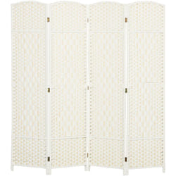 Paravent intérieur en bois 4 panneaux 180 x 180 cm séparateur de pièce pliable bois blanc