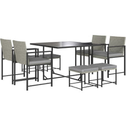 Outsunny - Ensemble salon de jardin 8 places 9 pièces - 4 fauteuils, 4 tabourets, table à manger - acier résine tressée gris