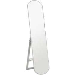 Miroir sur pied ou mural 150 cm avec étagère de rangement, grand miroir arqué pour chambre, entrée ou couloir, blanc