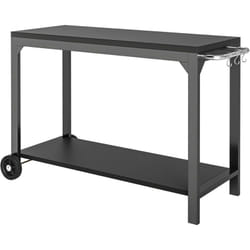 Homcom - Desserte de jardin - desserte pour plancha - chariot de service à roulettes multi-rangements acier noir