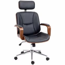 Fauteuil de bureau - Vinsetto - appui-tête amovible hauteur réglable fonction de bascule - polyuréthane - 66x65x125cm - noir  ...