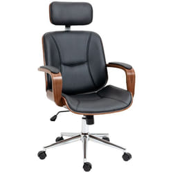 Fauteuil de bureau - Vinsetto - appui-tête amovible hauteur réglable fonction de bascule - polyuréthane - 66x65x125cm - noir noyer