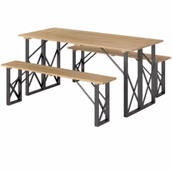 Réunissez famille et amis autour de cette table en bois extérieure Outsunny pour 4 à 6 personnes. Les bancs se rangent sous l ...