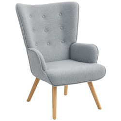 Fauteuil de salon - HOMCOM - pieds en bois accoudoirs et dossier ergonomique - tissu bouclette - 71 x 74 x 96 cm - gris clair