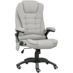 Vinsetto - Fauteuil de bureau direction massant chauffant hauteur réglable dossier inclinable toile de lin gris clair