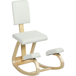 Siège ergonomique - siège assis-genoux - chaise assis genoux avec dossier - bois bouleau tissu blanc cassé