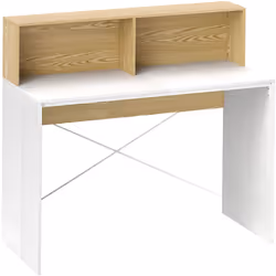 Explorez l'élégance du minimalisme avec la table informatique HOMCOM, combinant un plateau blanc et des panneaux naturels. Éq ...