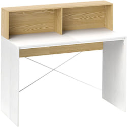 Homcom - Bureau secrétaire style cosy - 2 niches, étagère - effet bois blanc et clair
