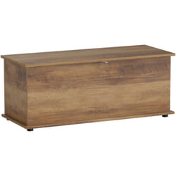 Coffre malle de rangement coffre à jouets dim. 100L x 40l x 40H cm panneaux particules bois noyer