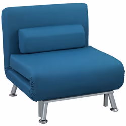 Fauteuil convertible - HOMCOM - 3 en 1 - chauffeuse lit 1 place - coussin - 75L x 70l x 75H cm - bleu