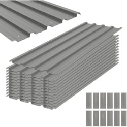Lot de 12 panneaux - dim. 129L x 45l cm - tôle acier ondulé gris clair