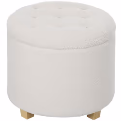 Pouf coffre rangement - HOMCOM - en tissu bouclette - charge 120 Kg - Ø 45 x 41 cm - blanc