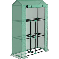 Outsunny - Serre de jardin balcon 3 étagères - porte enroulable zippée - 100 x 40 x 150 cm - acier pe vert