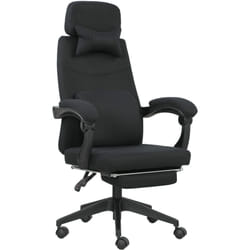 Fauteuil de bureau manager grand confort dossier réglable repose-pied coussin lombaire roulettes 360° lin 62L x 68P x 127H cm noir
