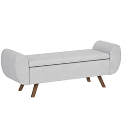 Banc coffre design - banquette avec rangement - dim. 132 x 42 x 50 cm - piètement bois tissu gris clair