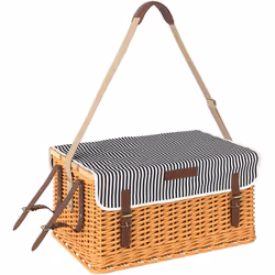 Profitez du panier à pique-nique Outsunny pour 4, avec assiettes en céramique, verres à vin, un ouvre-bouteille et table à vi ...