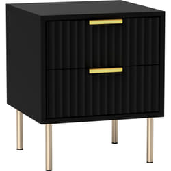 Homcom - Chevet x 1 design contemporain 2 tiroirs effet cannelé coloris champagne doré noir