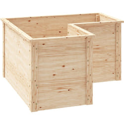 Carré de potager en bois - jardinière d'angle - dim. 120 x 120 x 62 cm - bois sapin naturel