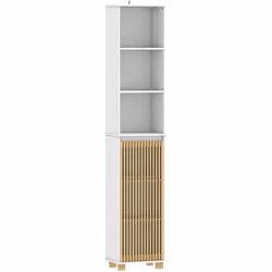 Égayez votre salle de bain avec l'élégant meuble de rangement pour salle de bain HOMCOM. Il est doté de trois étagères ouvert ...