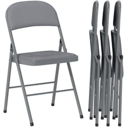 Lot de 4 chaises pliantes assise dossier rembourrés acier velours gris