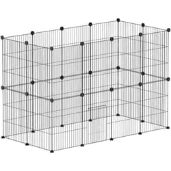 Enclos modulable rongeurs petits animaux - parc 24 panneaux - 120 x 60 x 80 cm - acier noir
