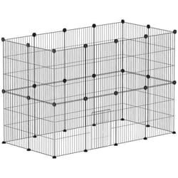 Enclos pour animaux - PawHut - 24 panneaux - pour lapins cochons dinde hérissons - grillagés en acier - 120 x 60 x 80 cm - noir